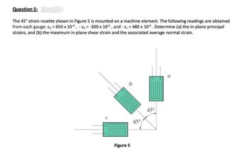 Answered Question 5 The 45 Strain Rosette Shown In Figure 5 Is