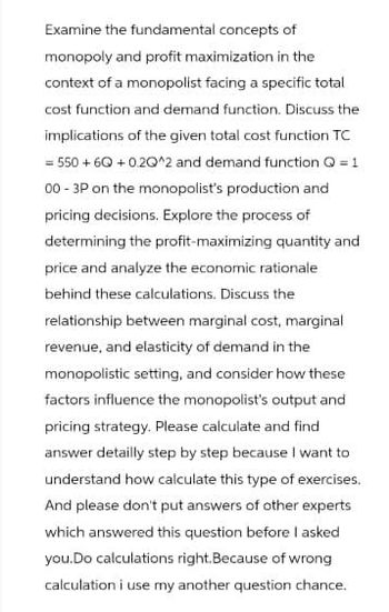 Answered Examine The Fundamental Concepts Of Monopoly And Profit