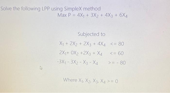 Answered Solve The Following LPP Using SimpleX Bartleby