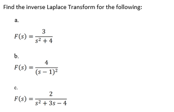 Answered Find The Inverse Laplace Transform For Bartleby