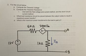 Answered For The Circuit Below A Compute The Bartleby