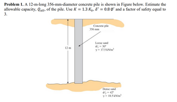 Answered Problem 1 A 12 M Long 356 Mm Diameter Concrete Pile Is Shown