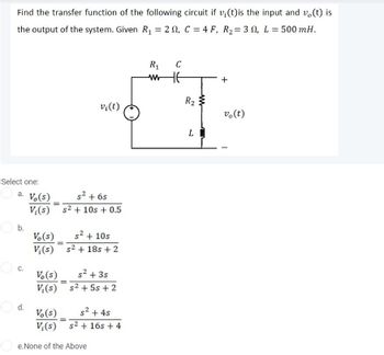 Answered Find The Transfer Function Of The Bartleby