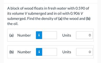 Answered A Block Of Wood Floats In Fresh Water Bartleby