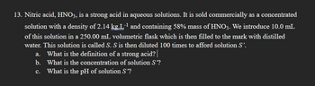 Answered Nitric Acid Hno Is A Strong Acid Bartleby