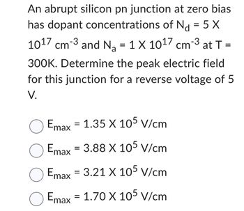 Answered An Abrupt Silicon Pn Junction At Zero Bartleby