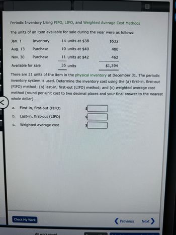 Answered Periodic Inventory Using Fifo Lifo And Weighted Average