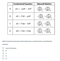 Answered Fundamental Equation Maxwell Relation Bartleby