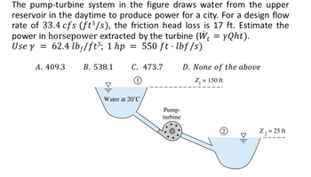 Answered The Pump Turbine System In The Figure Bartleby