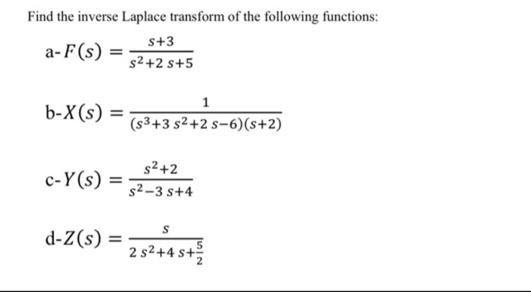 Answered Find The Inverse Laplace Transform Of Bartleby