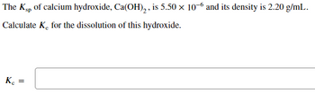 Answered The Ksp of calcium hydroxide Ca OH ₂ bartleby