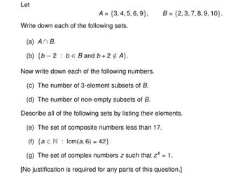 Answered Write Down Each Of The Following Sets Bartleby