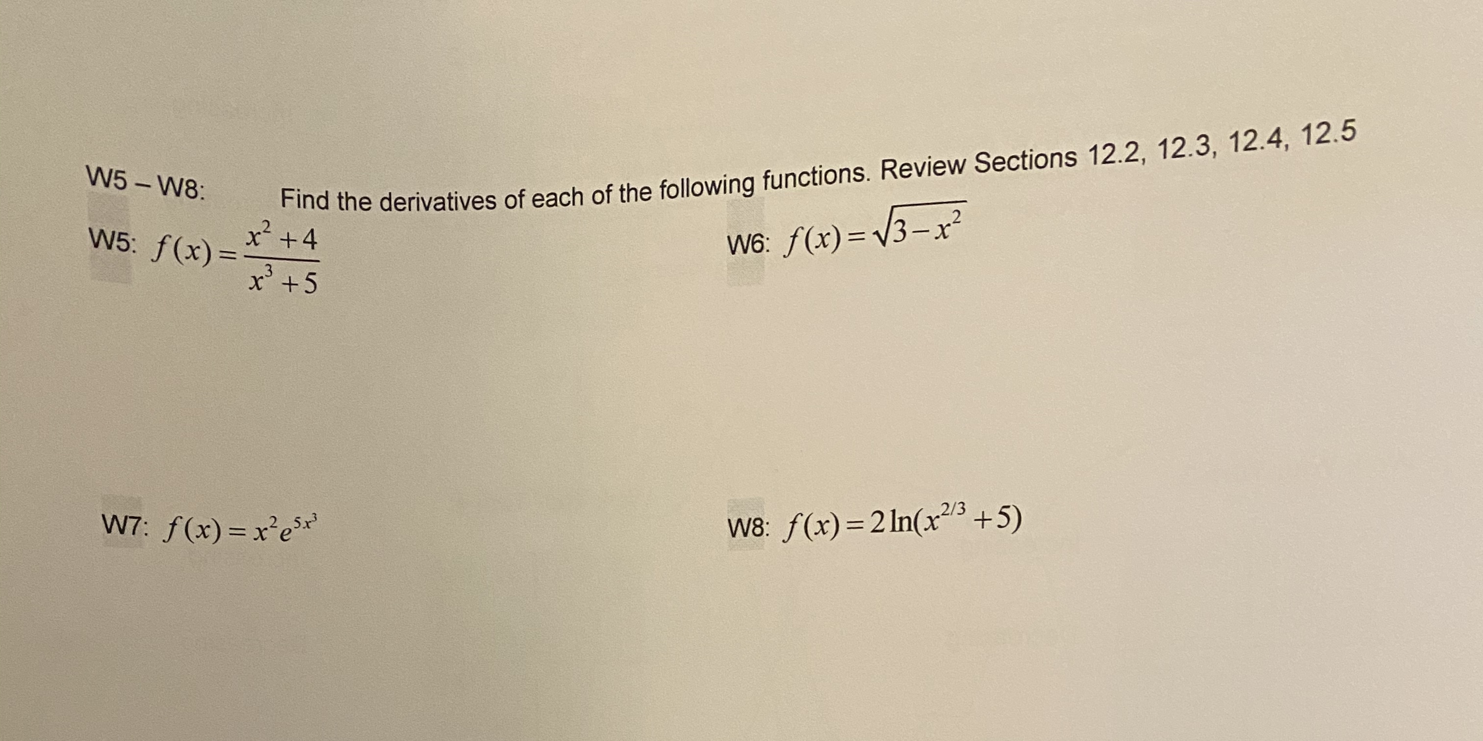 Answered Na The Derivatives Of Each Of The Bartleby