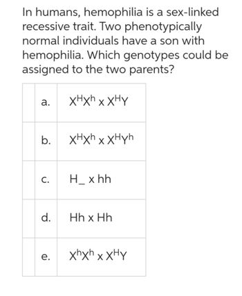 Answered In Humans Hemophilia Is A Sex Linked Bartleby