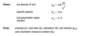 Answered Given Find Dry Density Of Soil Bartleby