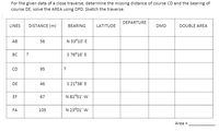 Answered For The Given Data Of A Close Traverse Bartleby