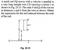 Answered A Metal Rod Pq Moves With A Velocity V Bartleby