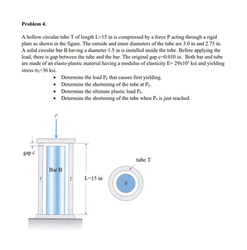 Answered Problem 4 A Hollow Circular Tube T Of Bartleby