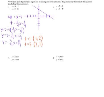 Answered Write Each Pair Of Parametric Equations Bartleby