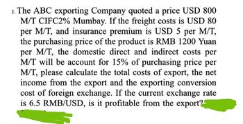 Answered The Abc Exporting Company Quoted A Bartleby