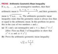 Answered Prove Arithmetic Geometric Mean Bartleby