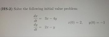 Answered Solve The Following Initial Value Bartleby