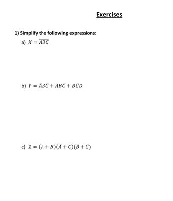 Answered Simplify The Following Expressions Bartleby