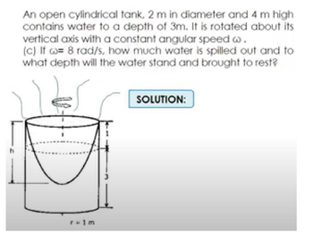 Answered An Open Cylindrical Tank M In Diameter And M High