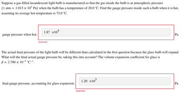 Answered Suppose A Gas Filled Incandescent Light Bartleby