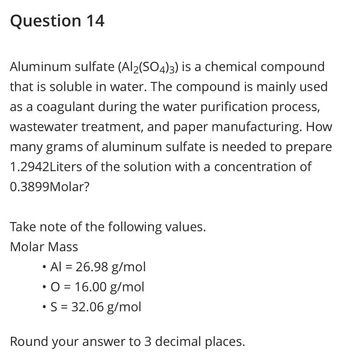 Answered Aluminum Sulfate Al2 SO4 3 Is A Bartleby