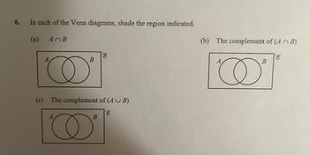 Answered 6 In Each Of The Venn Diagrams Shade Bartleby