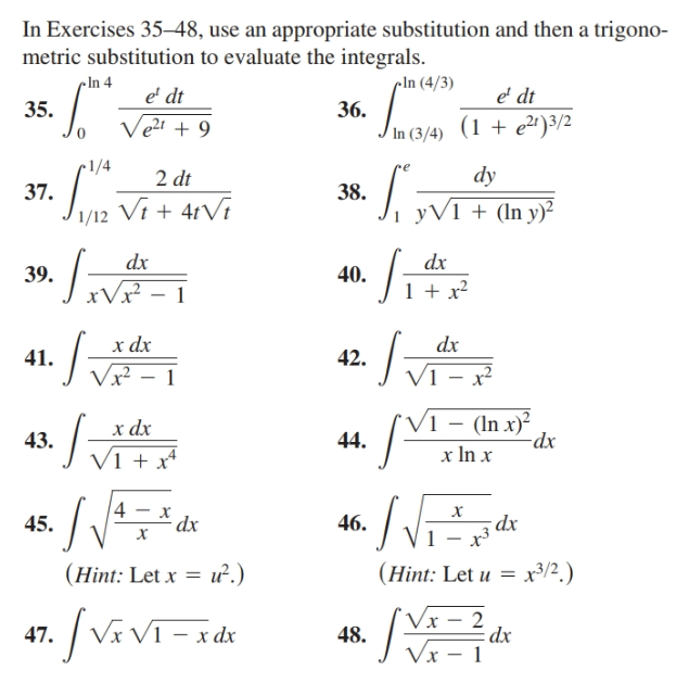 Answered In Exercises Use An Appropriate Substitution And Then