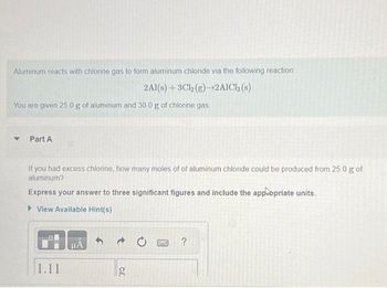 Answered Aluminum Reacts With Chlorine Gas To Bartleby