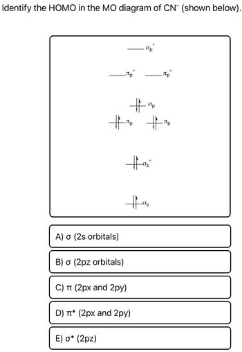 Answered Identify The HOMO In The MO Diagram Of Bartleby