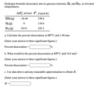 Answered Hydrogen Bromide Dissociates Into Its Bartleby