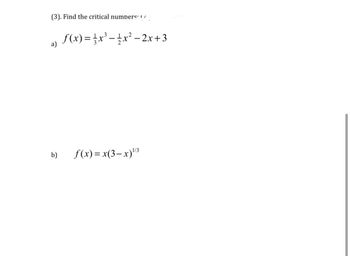 Answered 3 Find The Critical Numbers 1 A B Bartleby