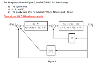 Answered For The System Shown In Figure 5 Use MATLAB To Find The