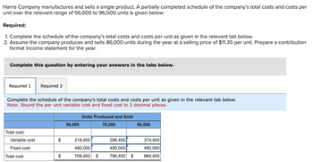 Answered Harris Company Manufactures And Sells A Bartleby