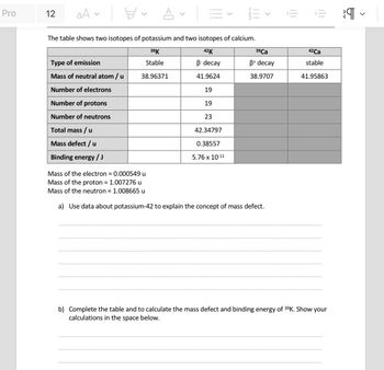 Answered The Table Shows Two Isotopes Of Bartleby