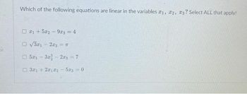 Answered Which Of The Following Equations Are Bartleby