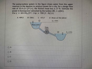 Answered The Pump Turbine System In The Figure Bartleby