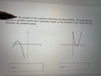 Answered The Graphs Of Two Quadratic Functions Bartleby