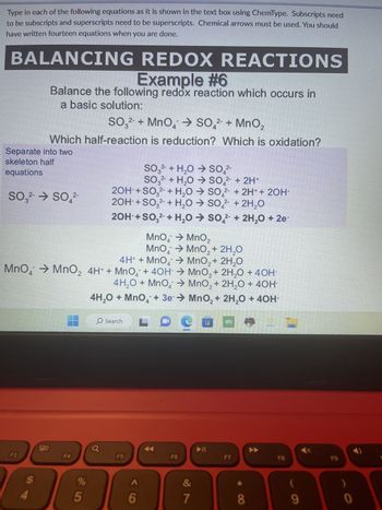 Answered Example Balance The Following Redox Bartleby