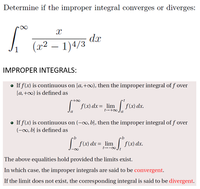 Answered Determine If The Improper Integral Bartleby