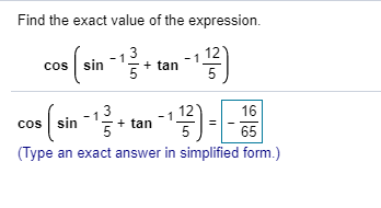 Answered Find The Exact Value Of The Expression Bartleby