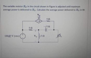 Answered The Variable Resistor Ro In The Circuit Bartleby