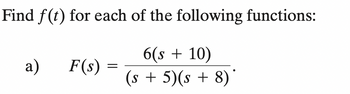 Answered Find F T For Each Of The Following Bartleby