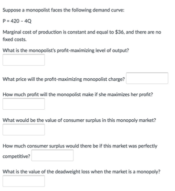 Answered Suppose A Monopolist Faces The Bartleby