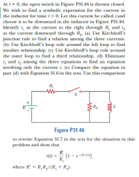 Answered At T 0 The Open Switch In Figure Bartleby