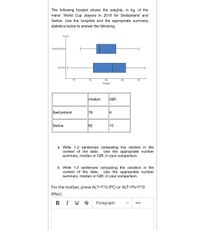 Answered The Following Boxplot Shows The Weights In Kg Of The Mens